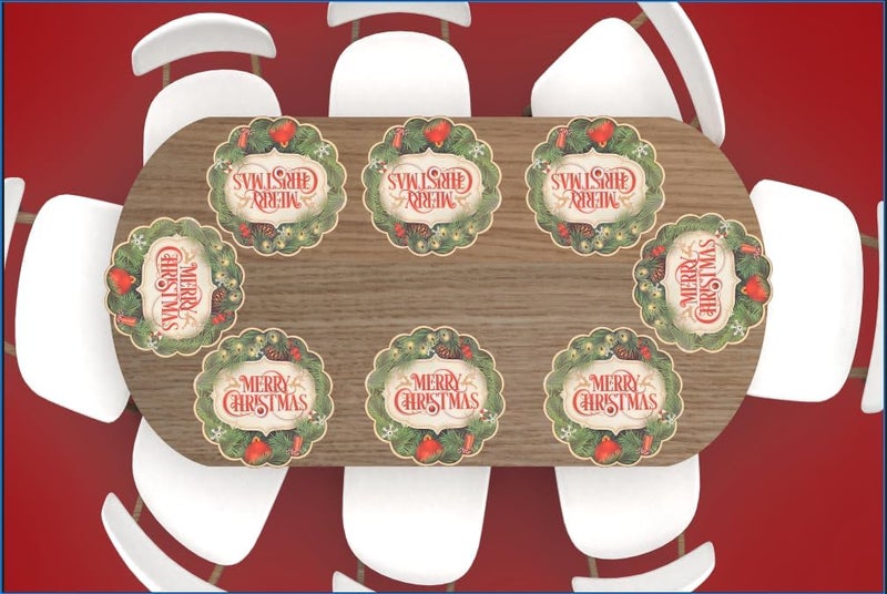 BASHOUT Christmas Paper Placemats, 15 Inch Glossy Paper Holiday Disposable Placemats, Set of 25 pcs Merry Christmas or Family, Friends, School and Corporate Holiday Lunch or Dinner. - Image 5
